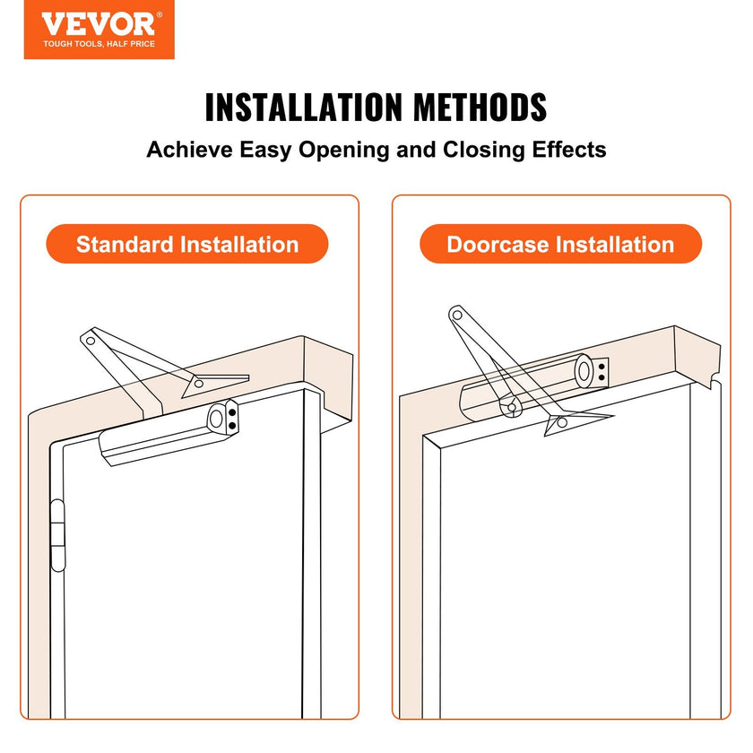 VEVOR 150lbs Commercial Door Closer Heavy Duty Residential Hydraulic Auto Silver