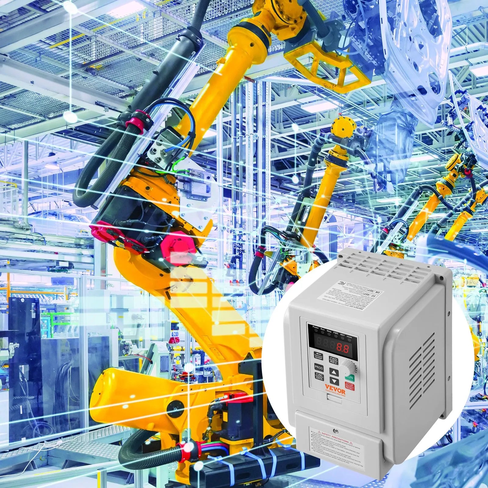 VEVOR VFD 3HP, 2.2KW, 10A, 1 Phase 220V-240V Input to 3 Phase 220V-240V Output Variable Frequency Drive, 0-400Hz VFD for AC Motor Speed Control