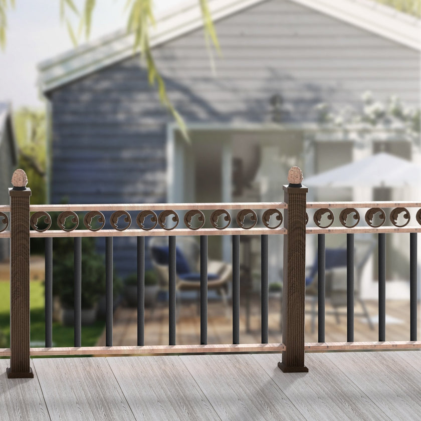 VEVOR Staircase Metal Balusters, 32.28'' x 1'' Flat Aluminum Alloy Decorative Banister Spindles, 51 Pack Deck Baluster with Screws, Classic Hollow Deck Railing Satin Black Powder Coated for Porch