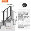 VEVOR 2-3 Step Handrails for Outdoor for Seniors Porch Deck Black Retro Arch