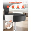 VEVOR Rolling Stool with Back Support, Height Adjustable Swivel Chair, 500 lb Capacity, Ergonomic PU Leather Seat with 360° Rotation for Dental, Salon, Clinic & Office Use, Black