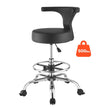 VEVOR Rolling Stool with Back Support, Height Adjustable Swivel Chair, 500 lb Capacity, Ergonomic PU Leather Seat with 360° Rotation for Dental, Salon, Clinic & Office Use, Black