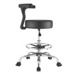 VEVOR Rolling Stool with Back Support, Height Adjustable Swivel Chair, 500 lb Capacity, Ergonomic PU Leather Seat with 360° Rotation for Dental, Salon, Clinic & Office Use, Black