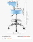VEVOR Rolling Stool with Back Support – Height Adjustable Swivel Chair, 500 lb Capacity, Blue