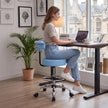 VEVOR Rolling Stool with Back Support – Height Adjustable Swivel Chair, 500 lb Capacity, Blue