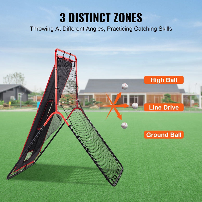 VEVOR Baseball And Softball Rebounder Net 3x4.5 ft 2-in-1 Switch Hitter Pitch