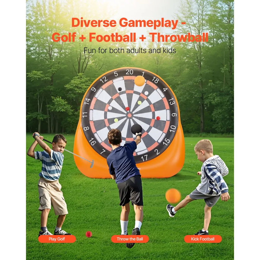 VEVOR Inflatable Soccer Dart Board over 6 ft with 4 Kick Balls 12 Tennis Pump