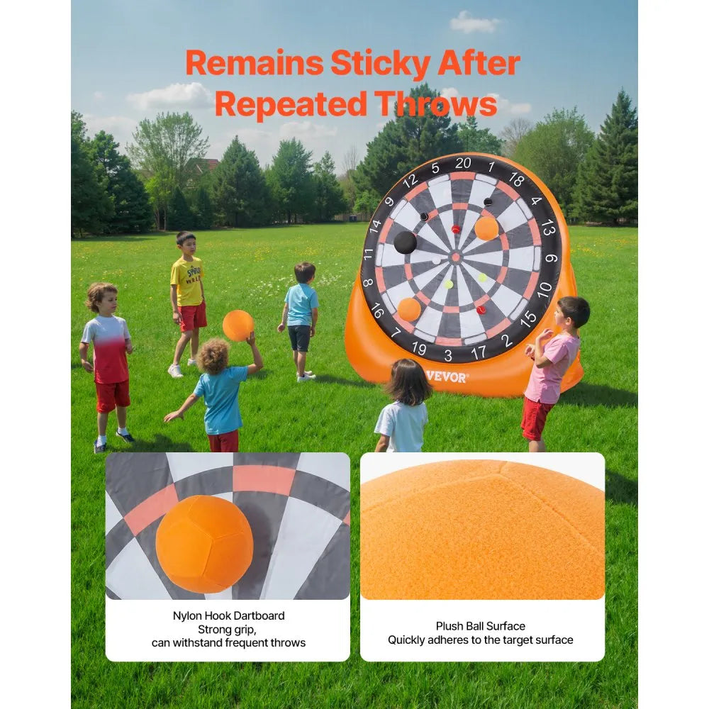 VEVOR Inflatable Soccer Dart Board over 6 ft with 4 Kick Balls 12 Tennis Pump