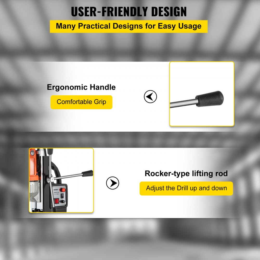 VEVOR Magnetic Drill Magnetic Drilling Machine 980W, Metal Drill Press High Power  680 rpm, Multi-Function Metal Drill Press 35MM Core Drilling Machine for Drilling And Tapping