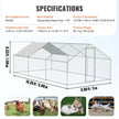 VEVOR Large Metal Chicken Coop, 9.8x19.3x6.5 ft Walk-in Chicken Runs for Yard with Cover, Spire Roof Hen House with Security Lock for Outdoor and Backyard, Farm, Duck Rabbit Cage Poultry Pen