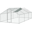 VEVOR Large Metal Chicken Coop, 9.8x19.3x6.5 ft Walk-in Chicken Runs for Yard with Cover, Spire Roof Hen House with Security Lock for Outdoor and Backyard, Farm, Duck Rabbit Cage Poultry Pen