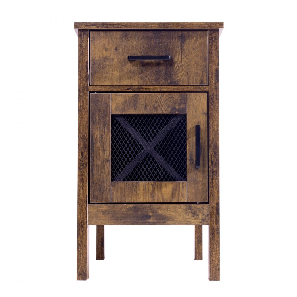VEVOR Farmhouse End Table Night Stand with USB Ports & Outlets 3 Tiers Storage