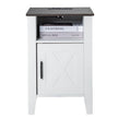 VEVOR Farmhouse End Table Night Stand with USB Outlets LED Light Set of 2 White