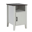 VEVOR Farmhouse End Table Night Stand with USB Outlets LED Light Set of 2 White