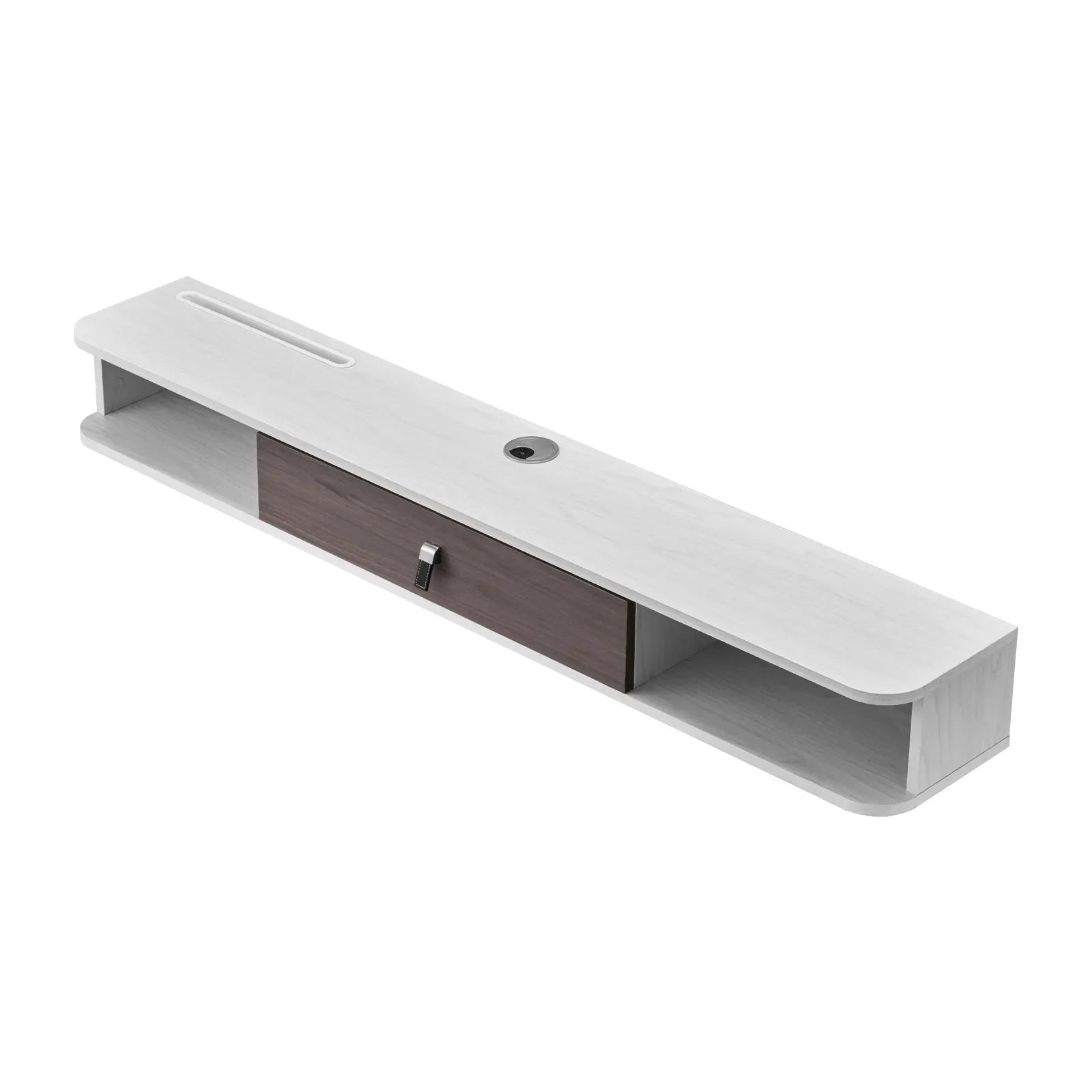 VEVOR Floating TV Stand 55 in Entertainment Center Power with Cable Hole White