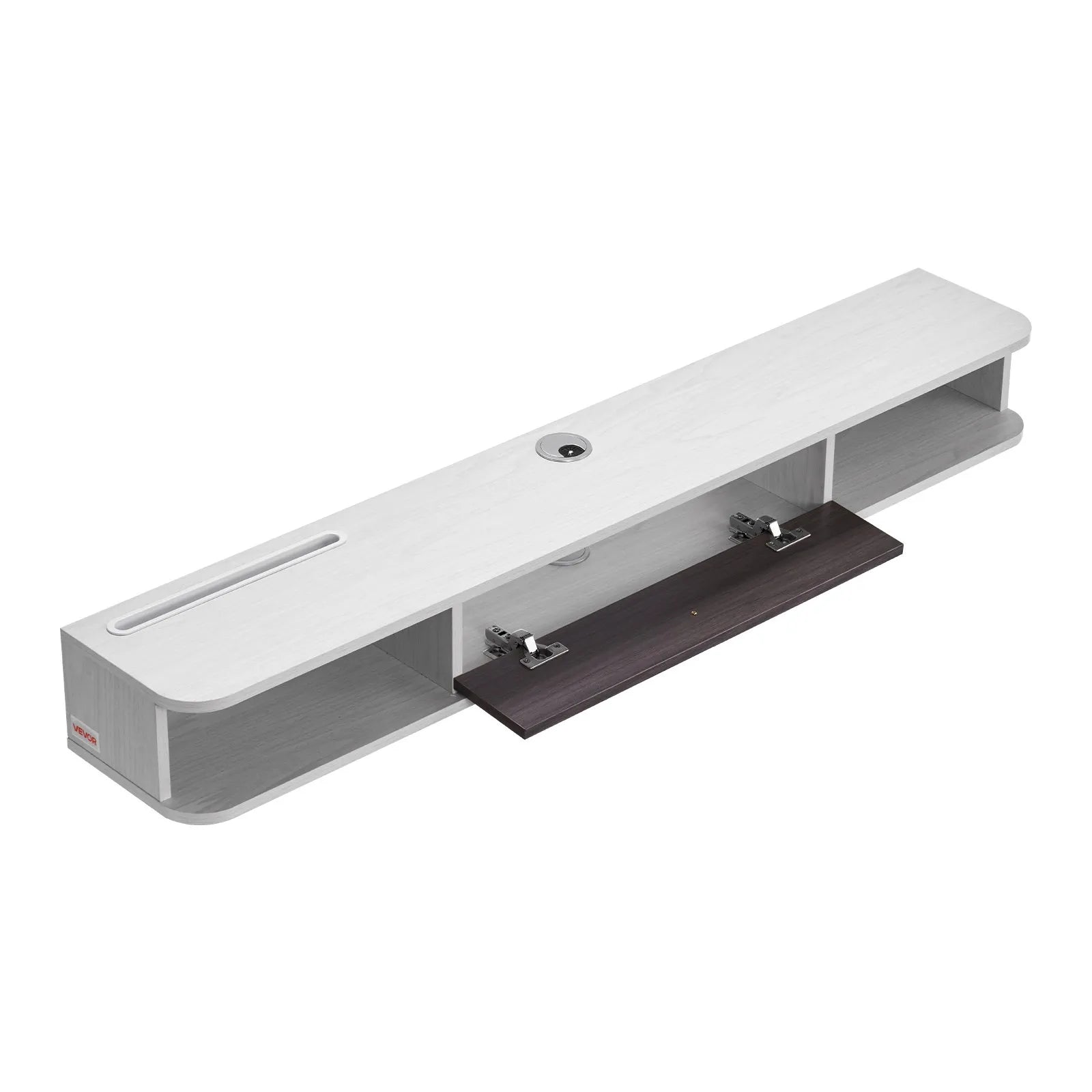 VEVOR Floating TV Stand 55 in Entertainment Center Power with Cable Hole White