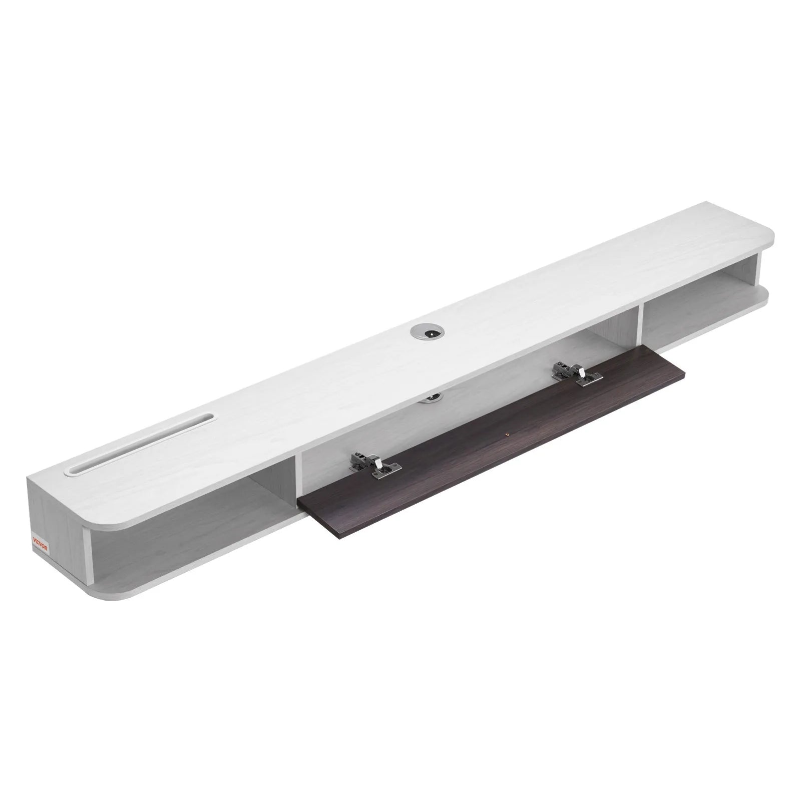 VEVOR Floating TV Stand 70 in Entertainment Center Power with Cable Hole White