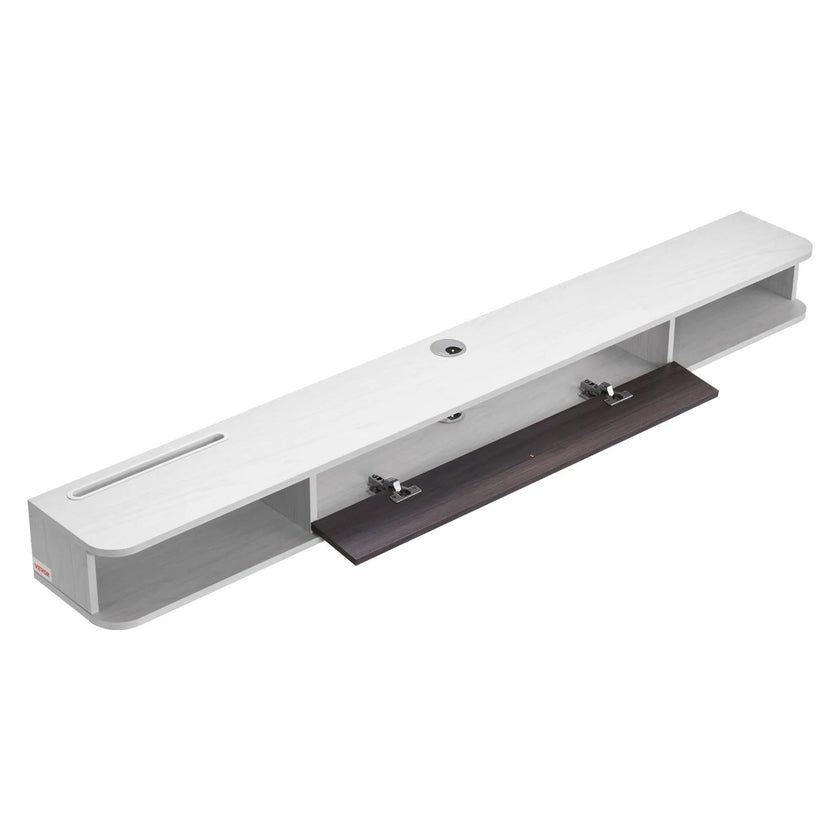 VEVOR Floating TV Stand 70 in Entertainment Center Power with Cable Hole White