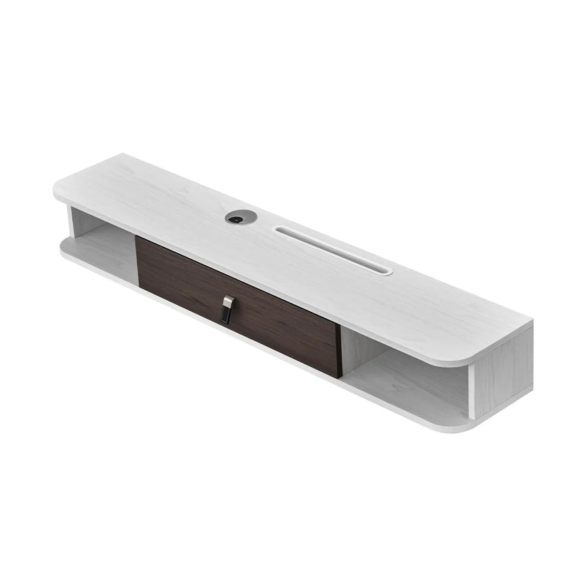VEVOR Floating TV Stand 47 in Entertainment Center Power with Cable Hole White