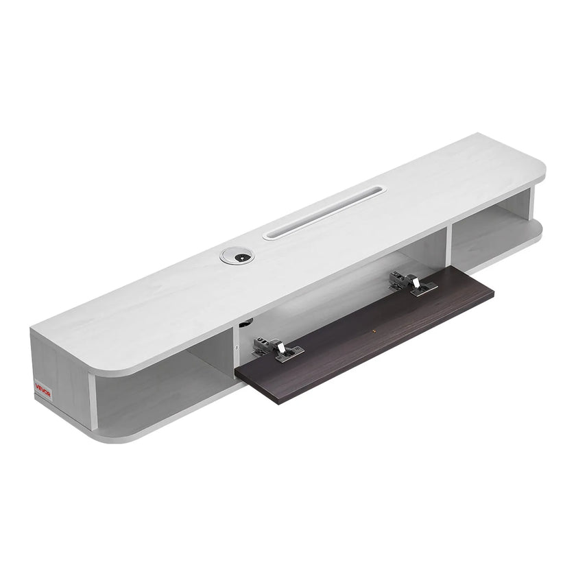 VEVOR Floating TV Stand 47 in Entertainment Center Power with Cable Hole White