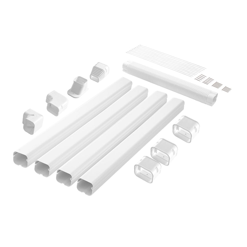 VEVOR Mini Split Line Set Cover 3-inch W 15.8Ft L, PVC Decorative Pipe Line Cover For Air Conditioner with 4 Straight Ducts & Full Components Easy to Install, Paintable for Heat Pumps, White