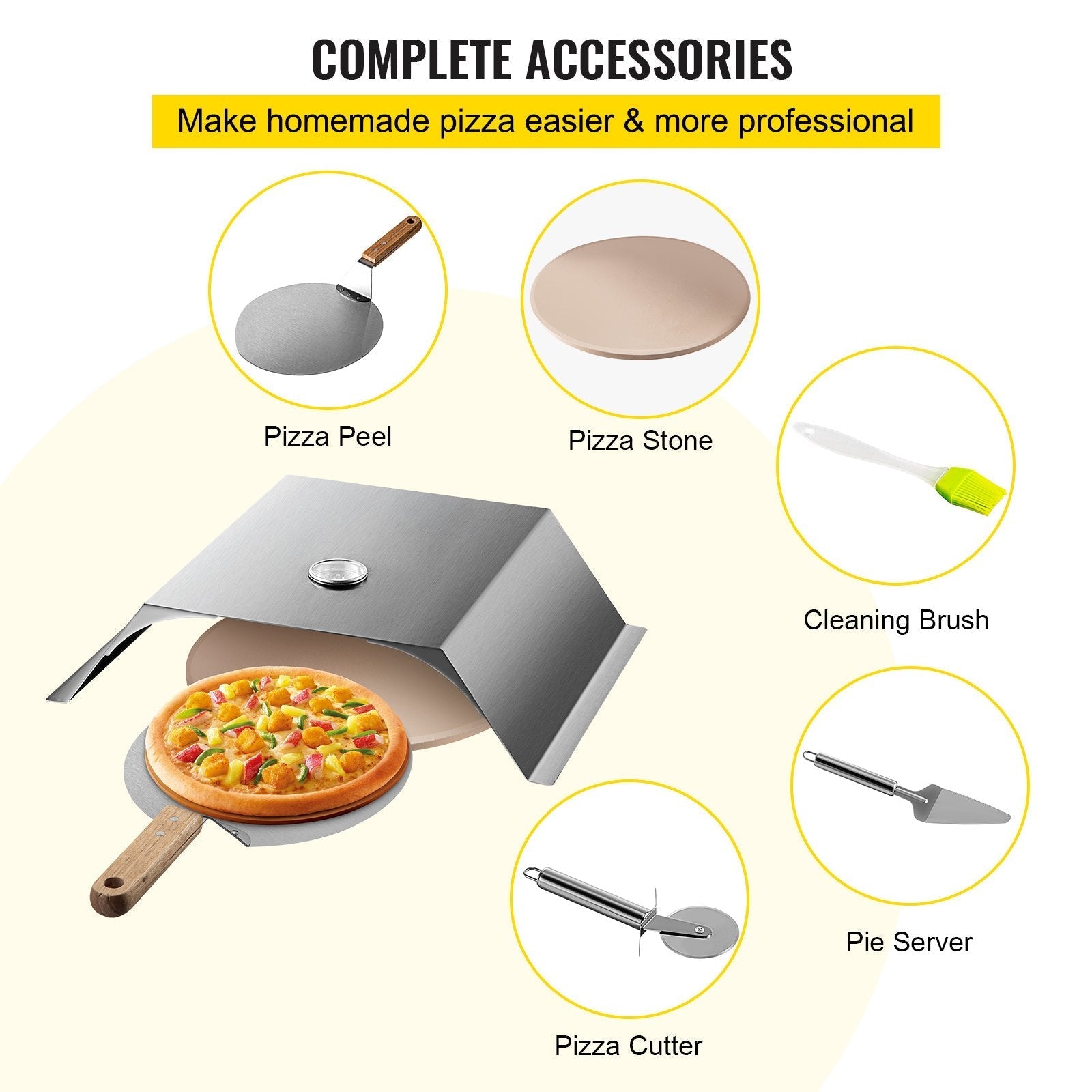 VEVOR Pizza Oven Kit, Stainless Steel Grill Pizza Oven, Pizza Maker Kit for Most 22\
