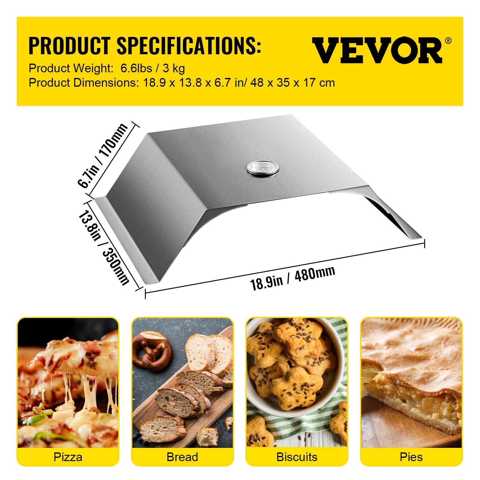 VEVOR Pizza Oven Kit, Stainless Steel Grill Pizza Oven, Pizza Maker Kit for Most 22\
