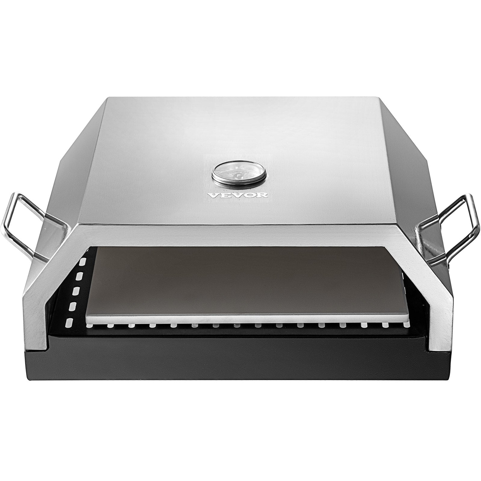 VEVOR Wood Pizza Oven 15.7x13.7x6.2in Wood Fired Pizza Oven Stainless Steel Top Portable Pizza Oven with Stone for Gas or Charcoal Grill Pizza Oven Outdoor for The Garden, Patio, and Courtyard.