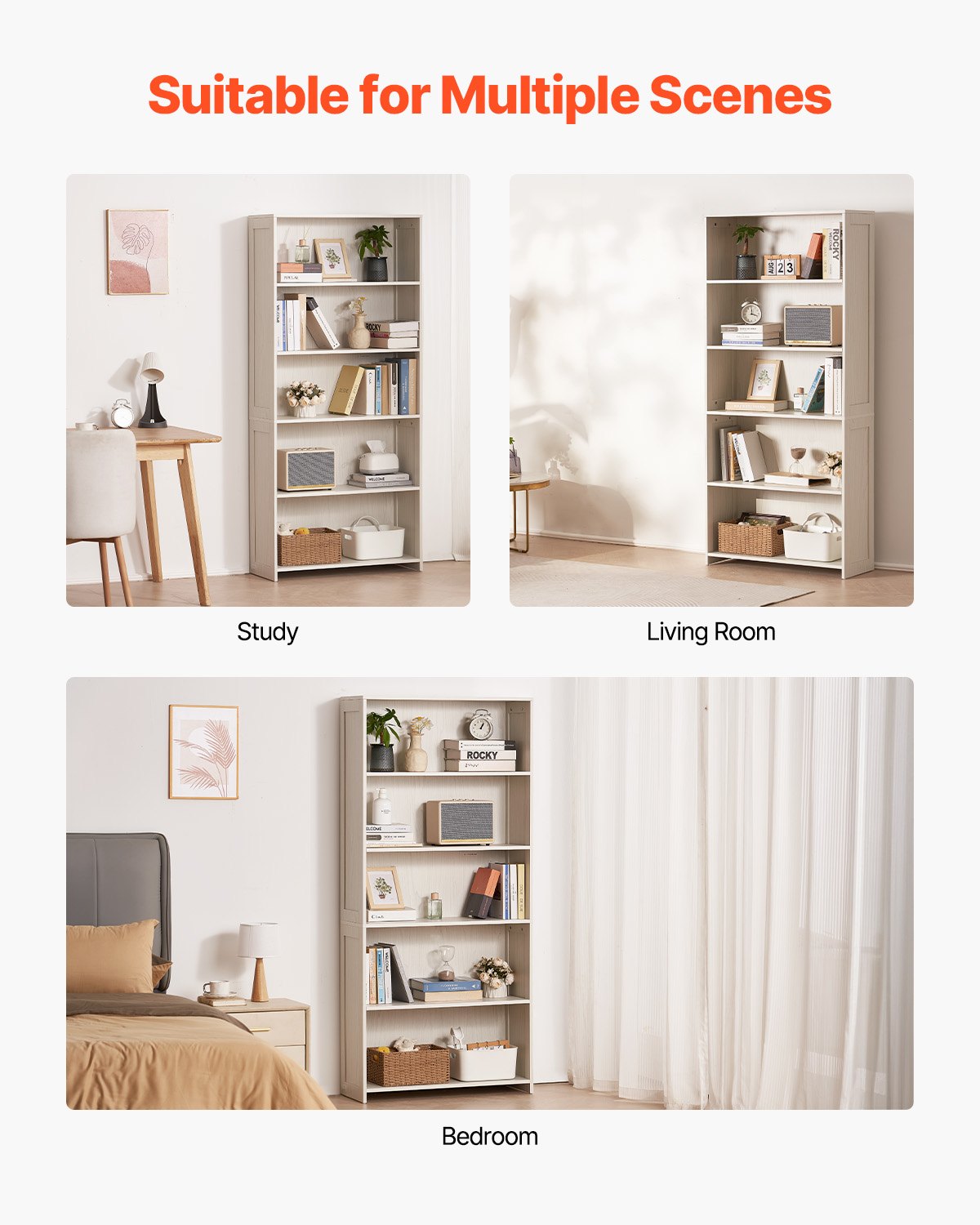VEVOR 5 Tiers Wide Bookshelf 68