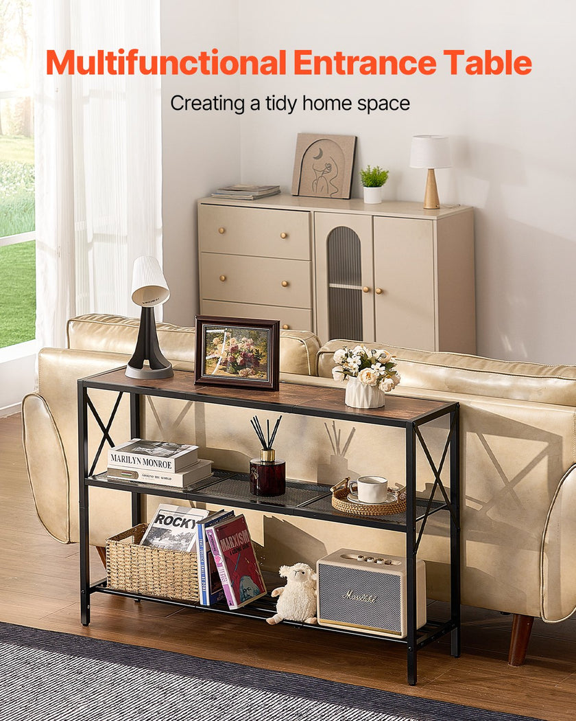 VEVOR Narrow Console Sofa Table Couch Table 3-Tier for Entryway & Living Room