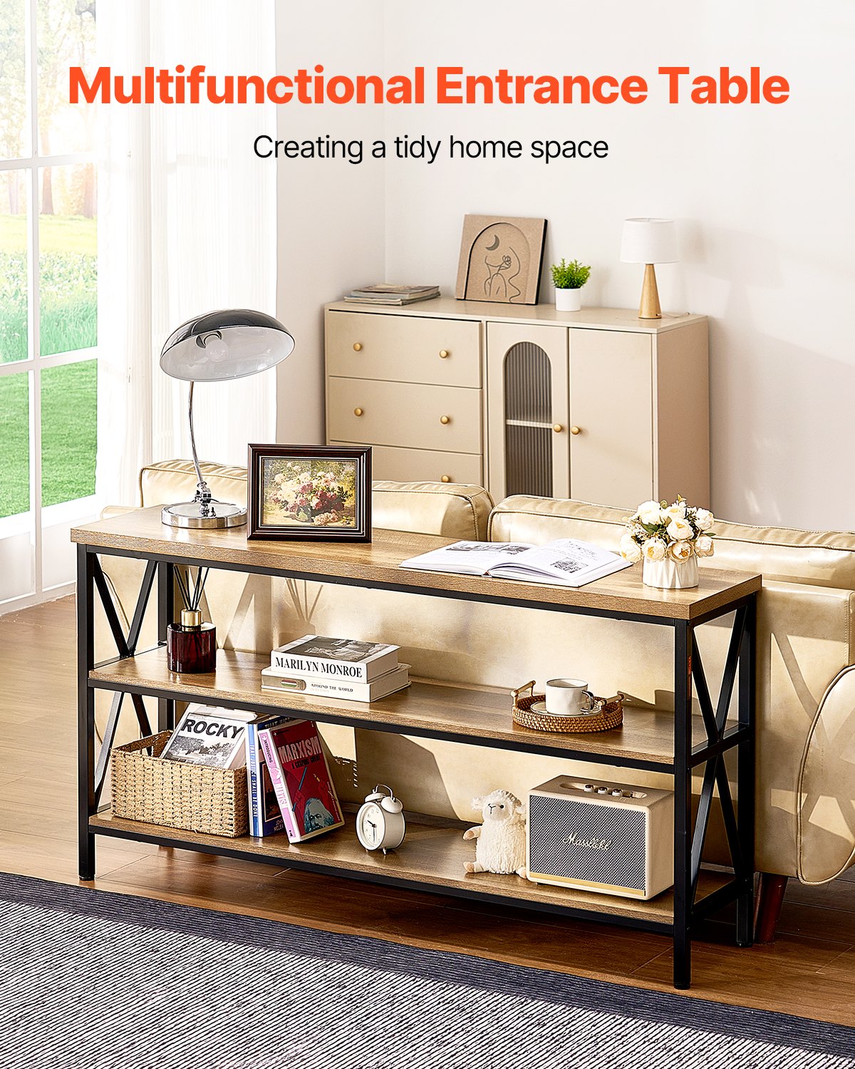 VEVOR Narrow Console Sofa Table Couch Table 55.1 in for Entryway & Living Room