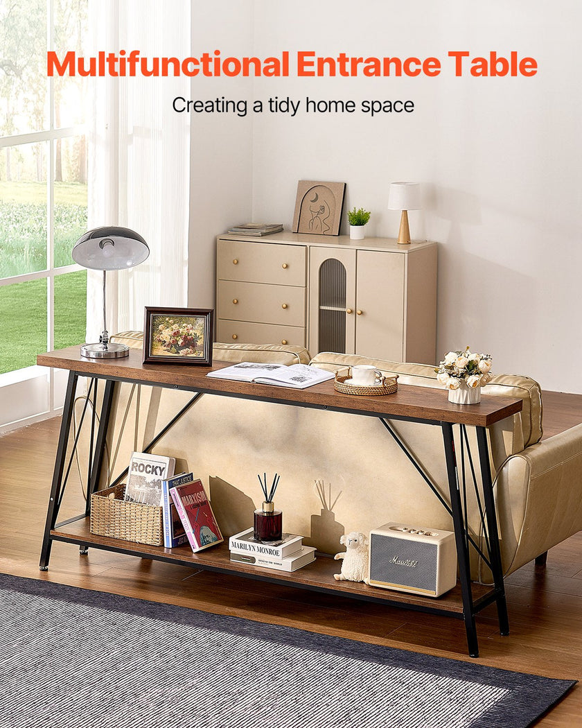 VEVOR Narrow Console Sofa Table Couch Table 2-Tier for Entryway & Living Room