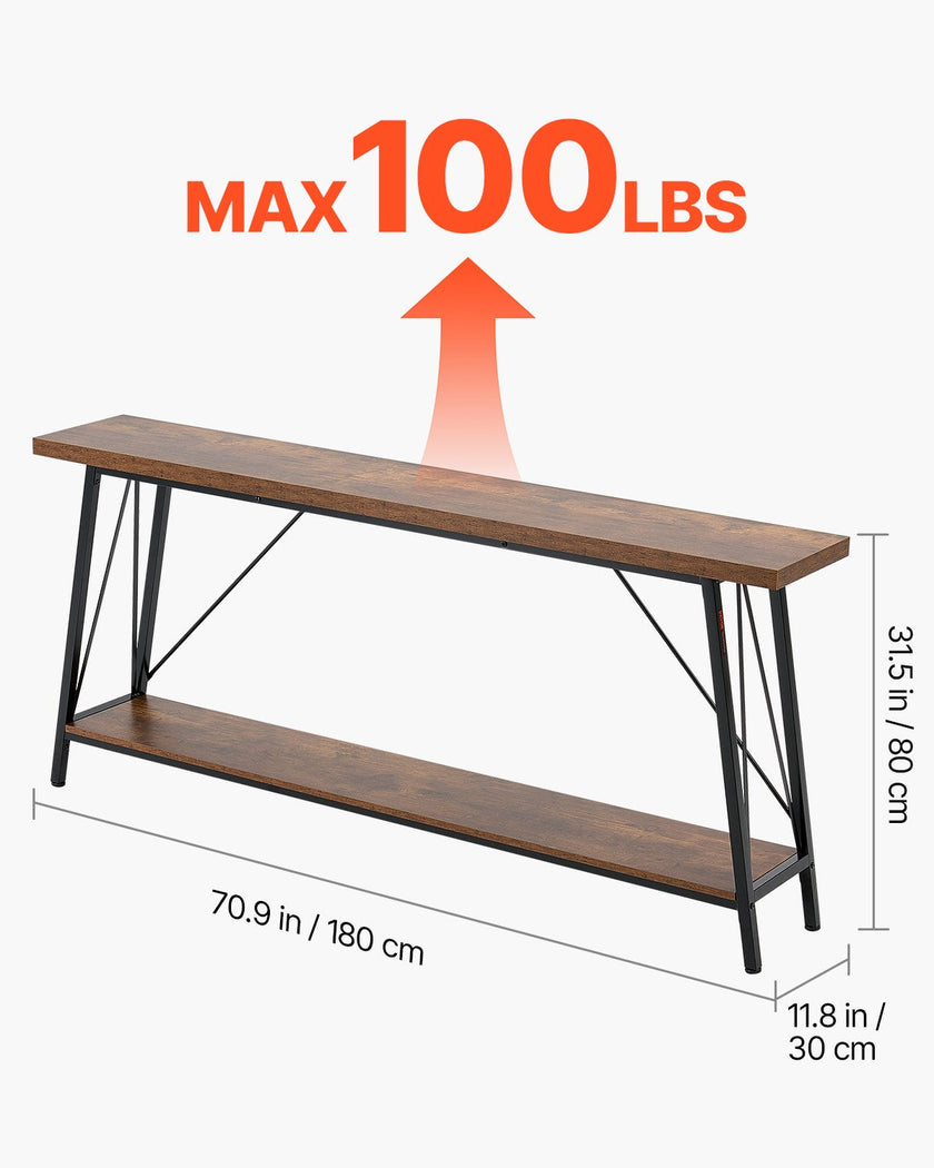 VEVOR Narrow Console Sofa Table Couch Table 2-Tier for Entryway & Living Room