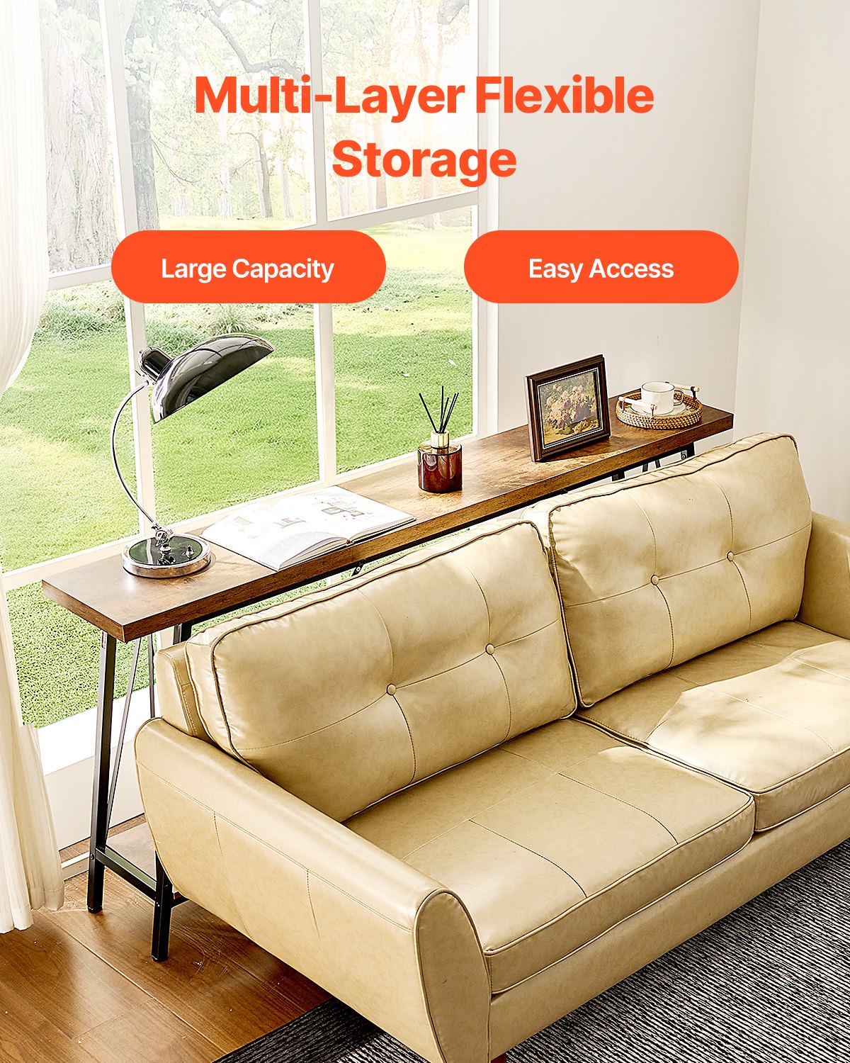 VEVOR Narrow Console Sofa Table Couch Table 2-Tier for Entryway & Living Room