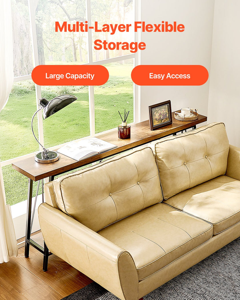VEVOR Narrow Console Sofa Table Couch Table 2-Tier for Entryway & Living Room