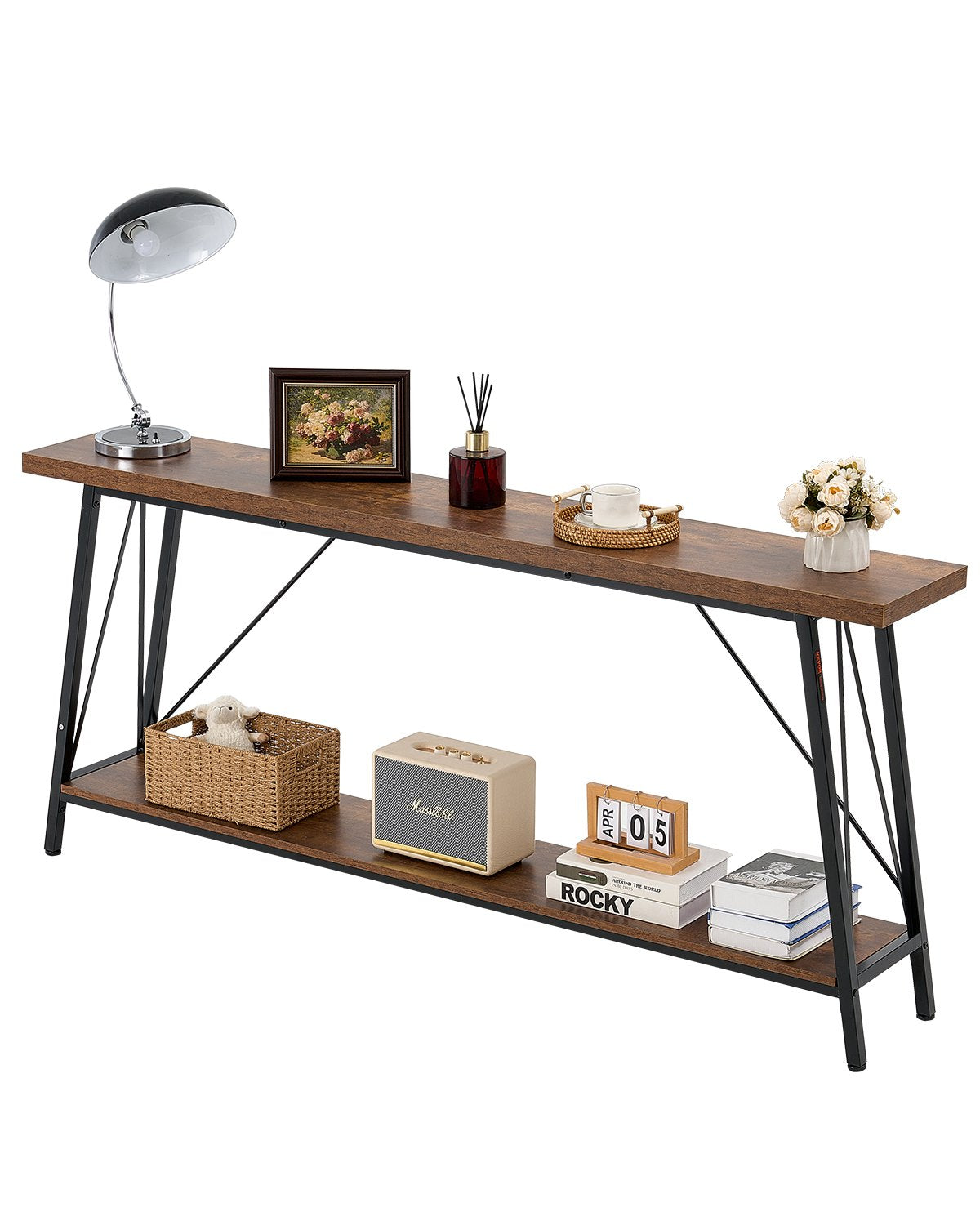 VEVOR Narrow Console Sofa Table Couch Table 2-Tier for Entryway & Living Room