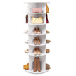 VEVOR 6-Tier Rotating Shoe Rack Tower 360° Spinning Shoe Display Carousel White