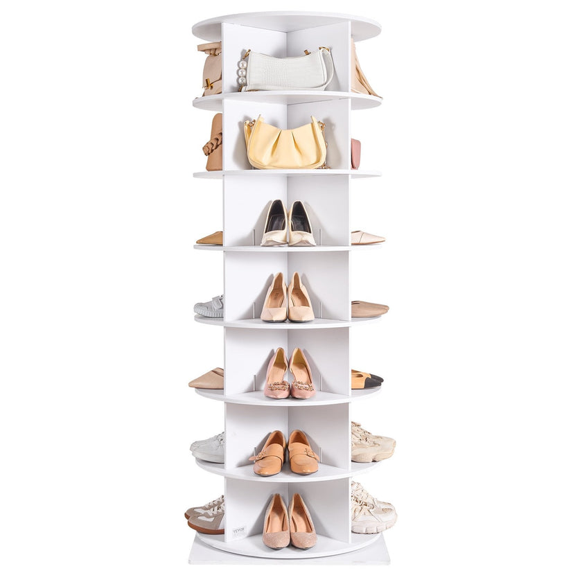 VEVOR 7-Tier Rotating Shoe Rack Tower 360°Spinning Shoe Display with Base Black