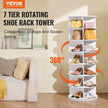 VEVOR 7-Tier Rotating Shoe Rack Tower 360° Spinning Shoe Display Carousel White