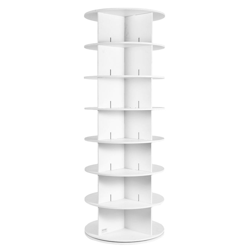 VEVOR 7-Tier Rotating Shoe Rack Tower 360° Spinning Shoe Display Carousel White