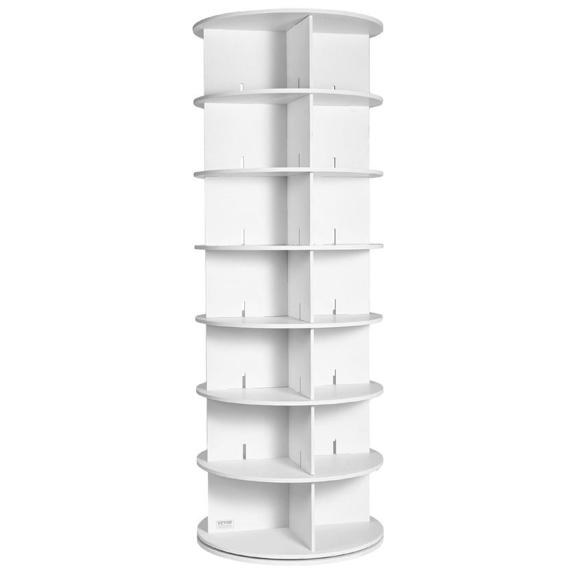 VEVOR 7-Tier Rotating Shoe Rack Tower 360° Spinning Shoe Display Carousel White