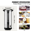VEVOR Commercial Coffee Urn, 110 Cups Stainless Steel Large Coffee Dispenser, 1500W 110V Electric Coffee Maker Urn For Quick Brewing, Hot Water Urn with Detachable Power Cord for Easy Cleaning, Silver