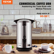VEVOR Commercial Coffee Urn, 65 Cups Stainless Steel Large Coffee Dispenser, 1500W 110V Electric Coffee Maker Urn For Quick Brewing, Hot Water Urn with Detachable Power Cord for Easy Cleaning, Silver