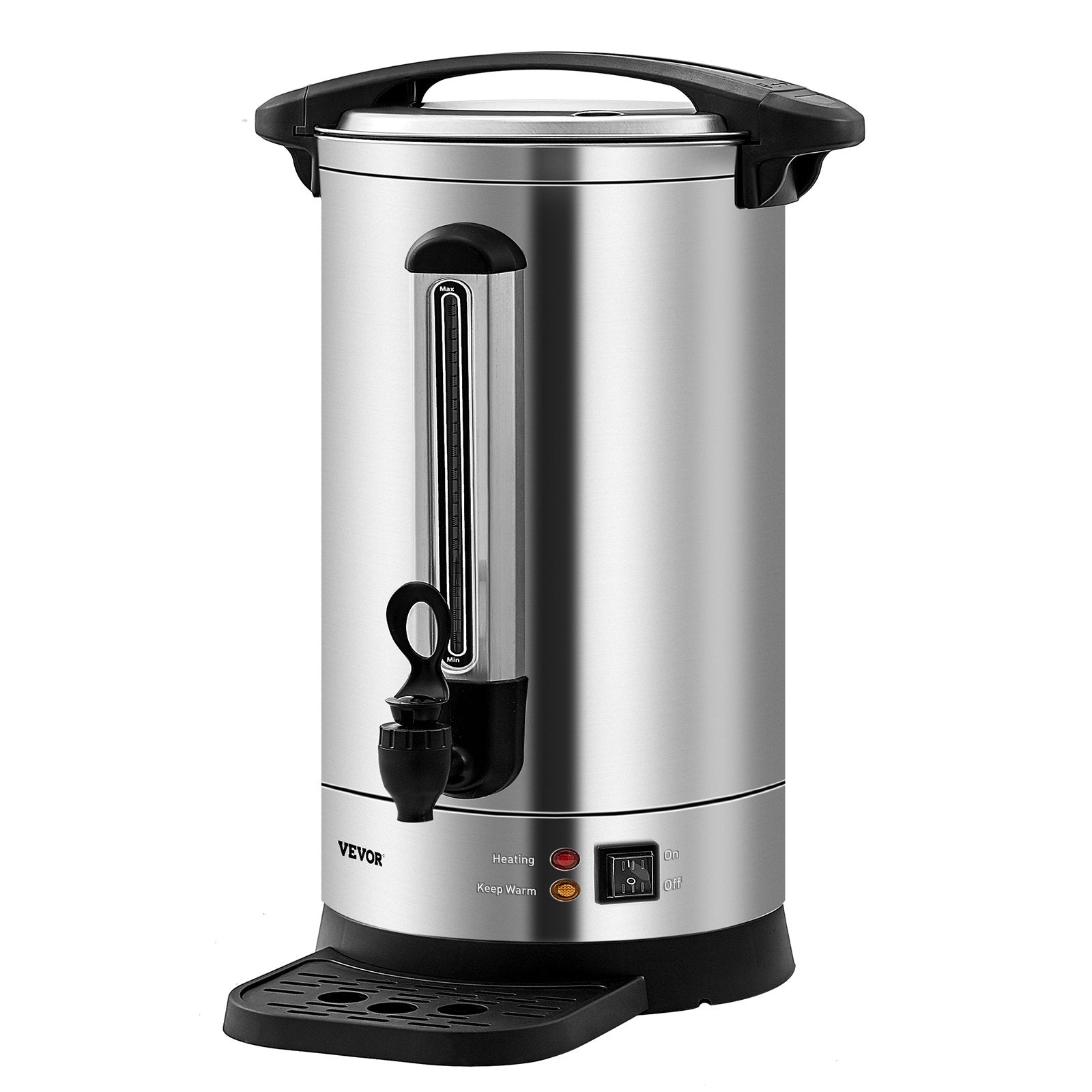 VEVOR Commercial Coffee Urn, 65 Cups Stainless Steel Large Coffee Dispenser, 1500W 110V Electric Coffee Maker Urn For Quick Brewing, Hot Water Urn with Detachable Power Cord for Easy Cleaning, Silver