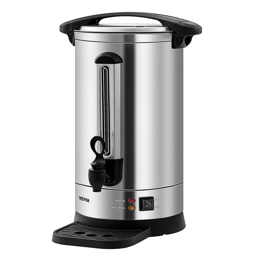 VEVOR Commercial Coffee Urn, 65 Cups Stainless Steel Large Coffee Dispenser, 1500W 110V Electric Coffee Maker Urn For Quick Brewing, Hot Water Urn with Detachable Power Cord for Easy Cleaning, Silver