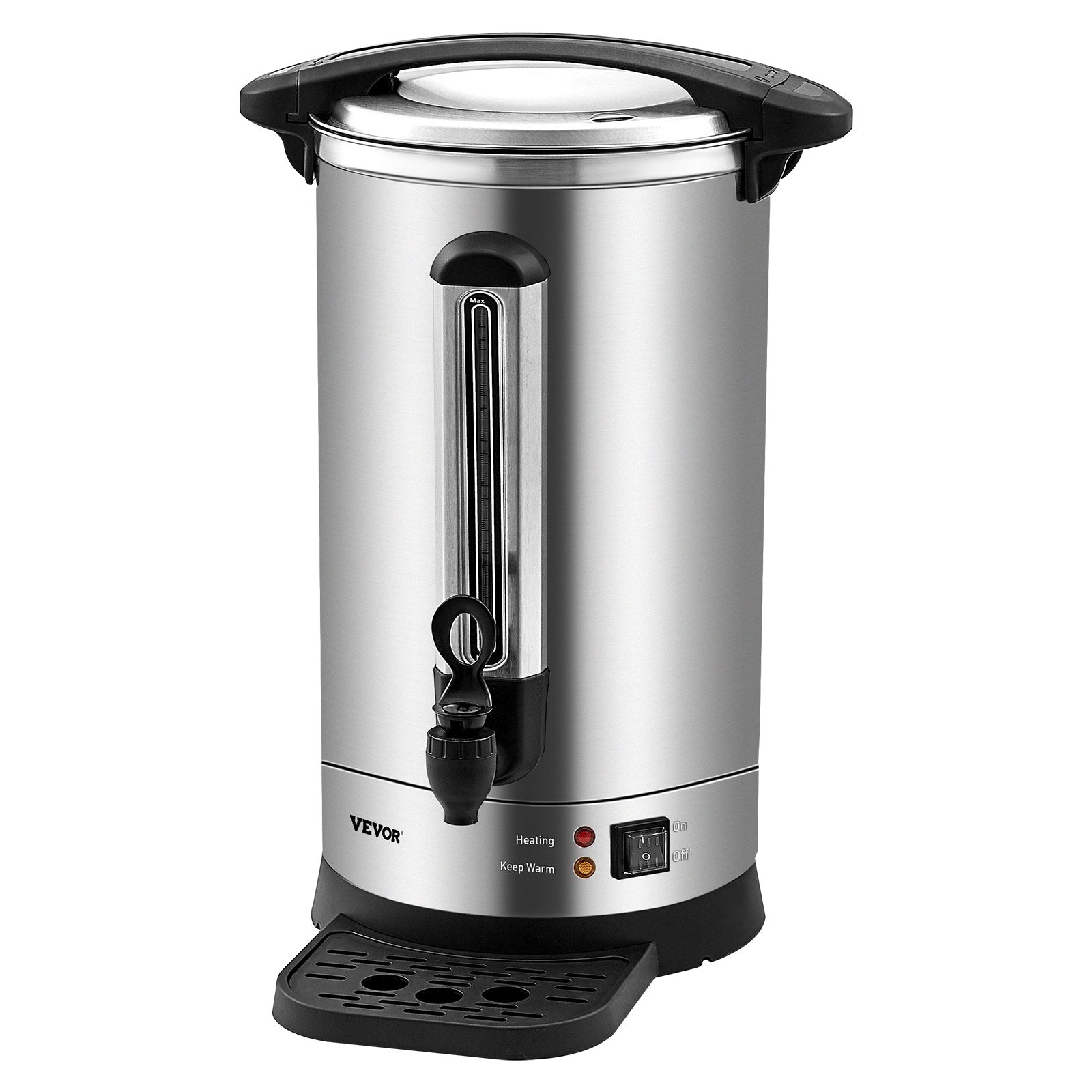 VEVOR Commercial Coffee Urn, 65 Cups Stainless Steel Large Coffee Dispenser, 1500W 110V Electric Coffee Maker Urn For Quick Brewing, Hot Water Urn with Detachable Power Cord for Easy Cleaning, Silver