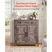VEVOR Coffee Bar Cabinet with Drawer & Barn Doors – Farmhouse Buffet Storage Cabinet, Grey