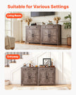 VEVOR Coffee Bar Cabinet with Drawer & Barn Doors – Farmhouse Buffet Storage Cabinet, Grey