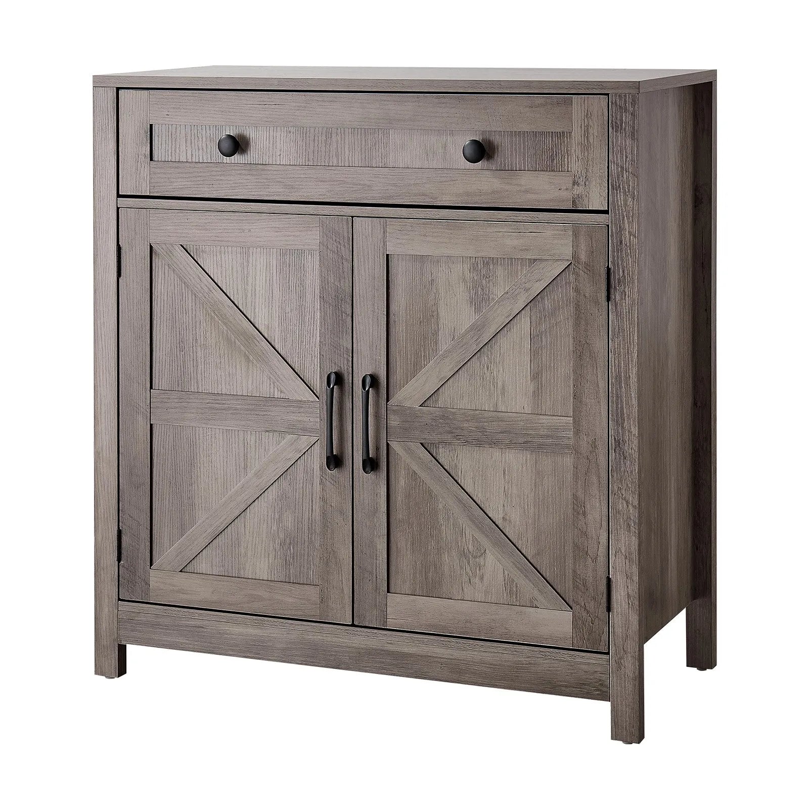 VEVOR Coffee Bar Cabinet with Drawer & Barn Doors – Farmhouse Buffet Storage Cabinet, Grey