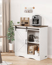 VEVOR Coffee Bar Cabinet 3-Tier Coffee Bar Table with Barn Doors Brown White